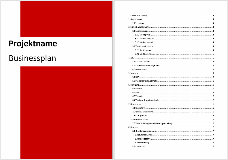 Businessplan-Vorlage