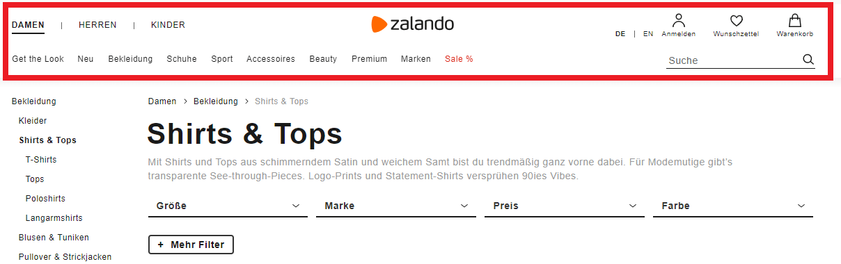 Design Website Unterseiten