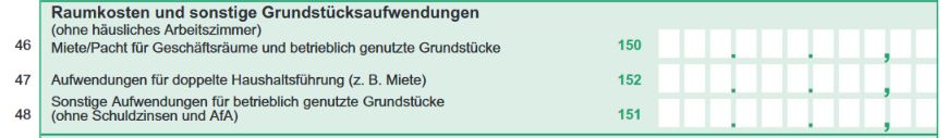 EUER Formular Raumkosten