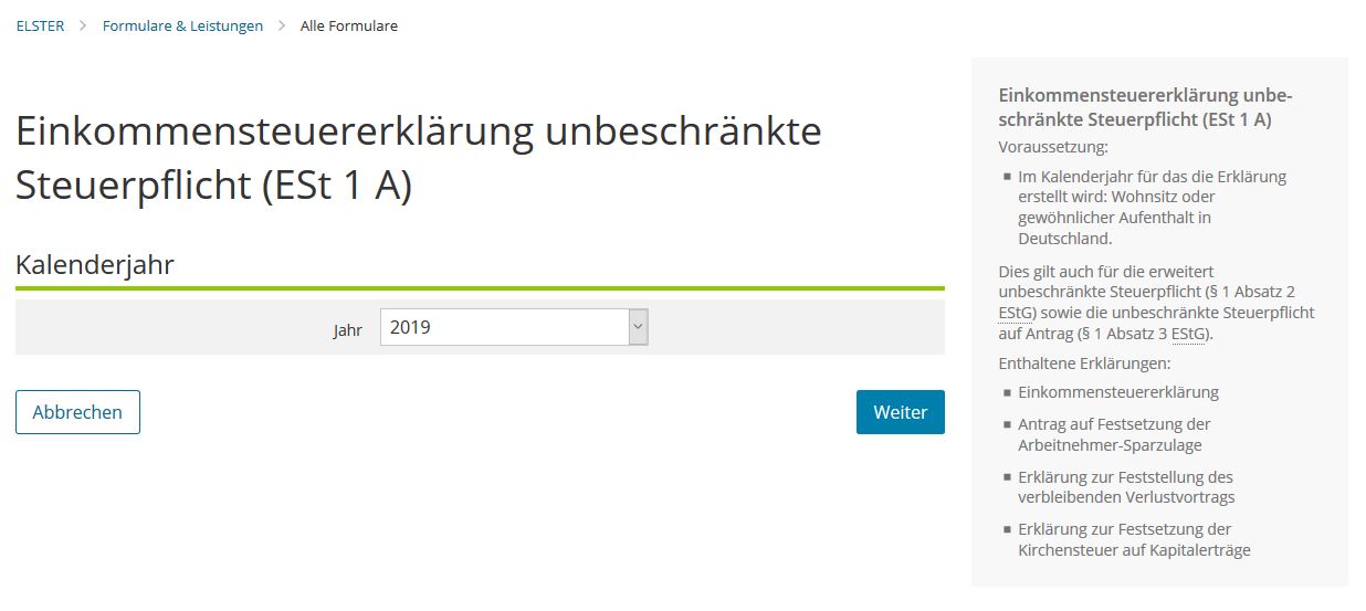 Formular Einkommensteuererklaerung