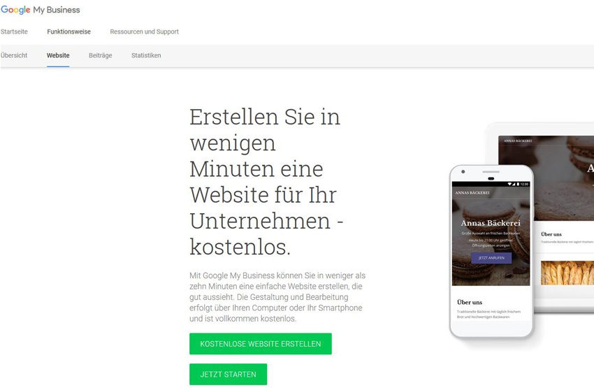 Google My Business Website erstellen