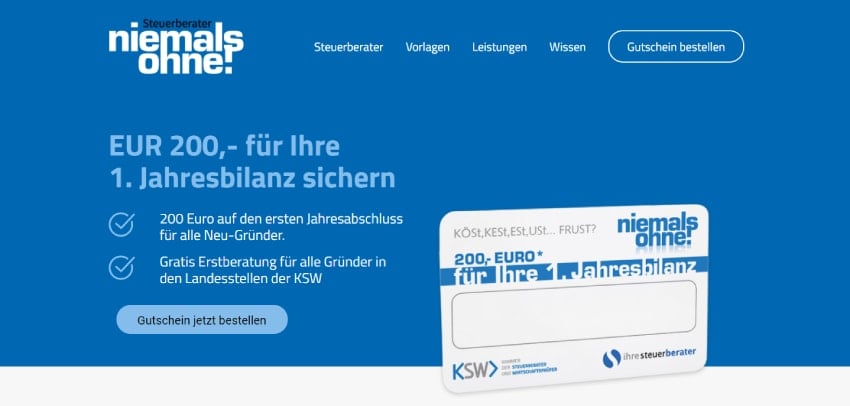 Webseite Gutschein der Steuerberaterkammer Oesterreich