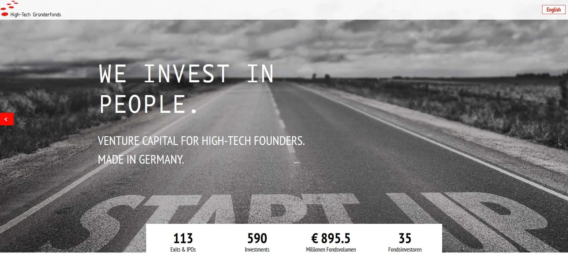 High-Tech Gruenderfonds Website