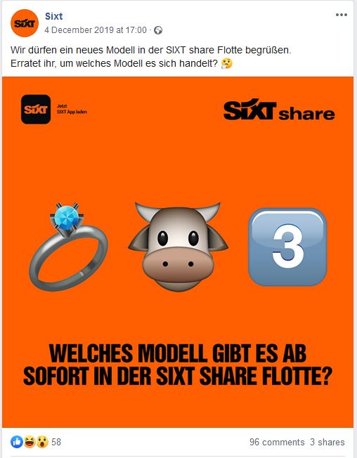 Social Media Strategie Beispiel Sixt
