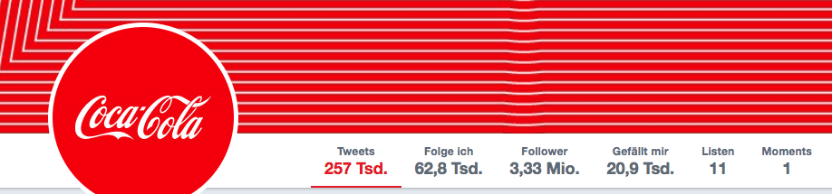 Twitter Profil von Coca-Cola