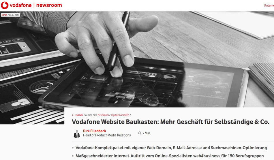 Vodafone Website Baukasten