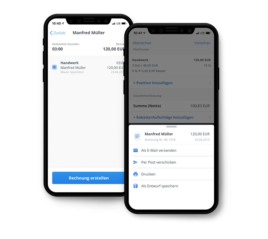 Zeiterfassung mit der sevDesk App
