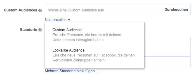 benutzerdefinierte zielgruppe erstellen in facebook