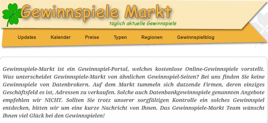 Gewinnspielmarkt Gewinnspielmarkt