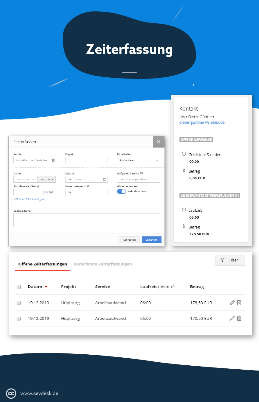 Zeiterfassung in sevDesk