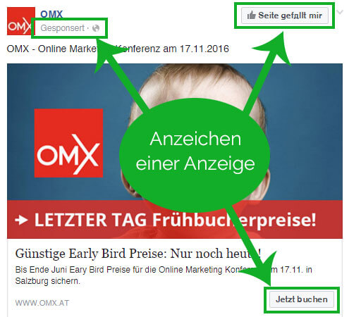 werbung anzeichen im omx fb post